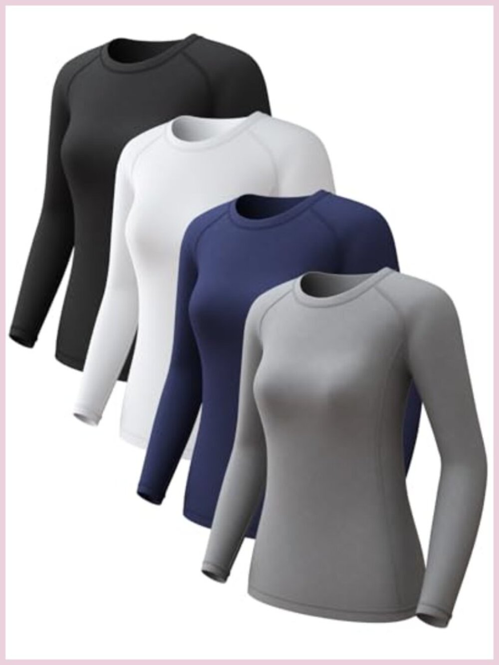 Women's Long Sleeve Compression Shirt 4-Way Stretch Sun Protection Workout